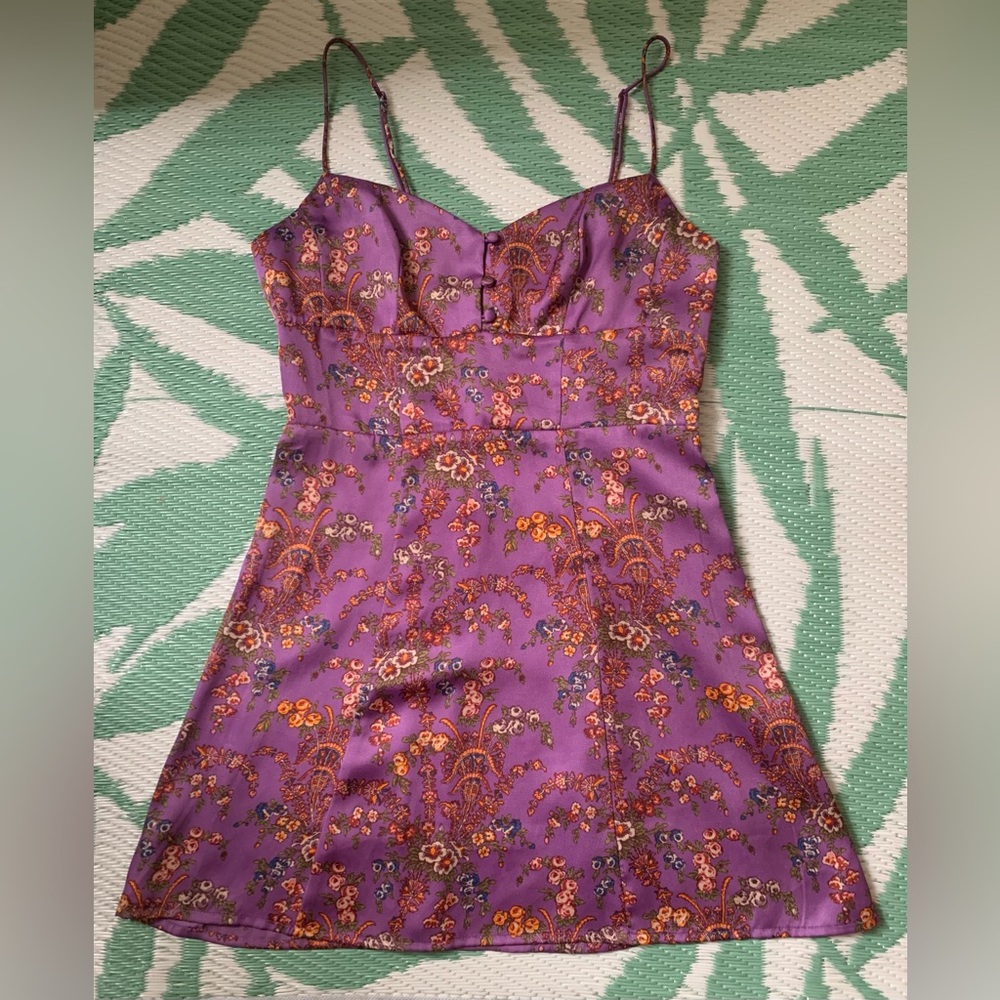 NWT urban outfitters purple floral mini dress sz medium